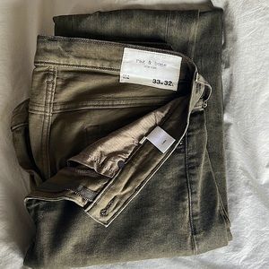 RAG & BONE Fit 2 Slim green tint men’s jeans 33x32